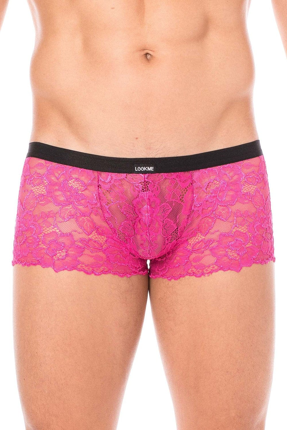 Mini-Pant magenta en dentelle et simili cuir - LM2002-68MAG