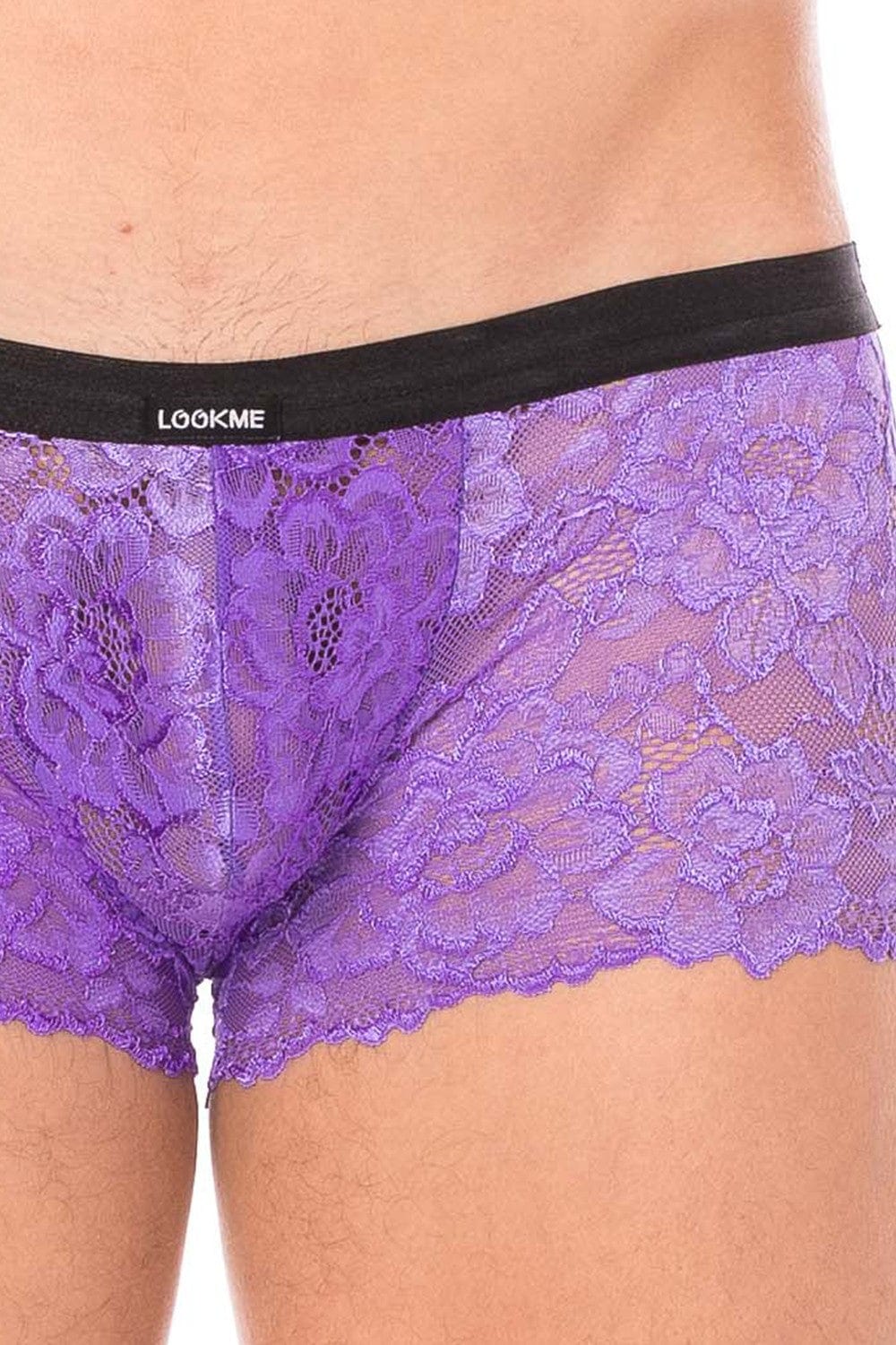 Mini-Pant violet en dentelle et simili cuir - LM2002-68PUR