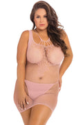 Mini Robe Grande Taille En Résille Et Dentelle Florale