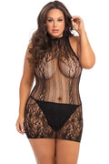 Mini Robe Grande Taille Résille Noire