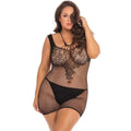 Mini Robe Noire Grande Taille Résille Dentelle