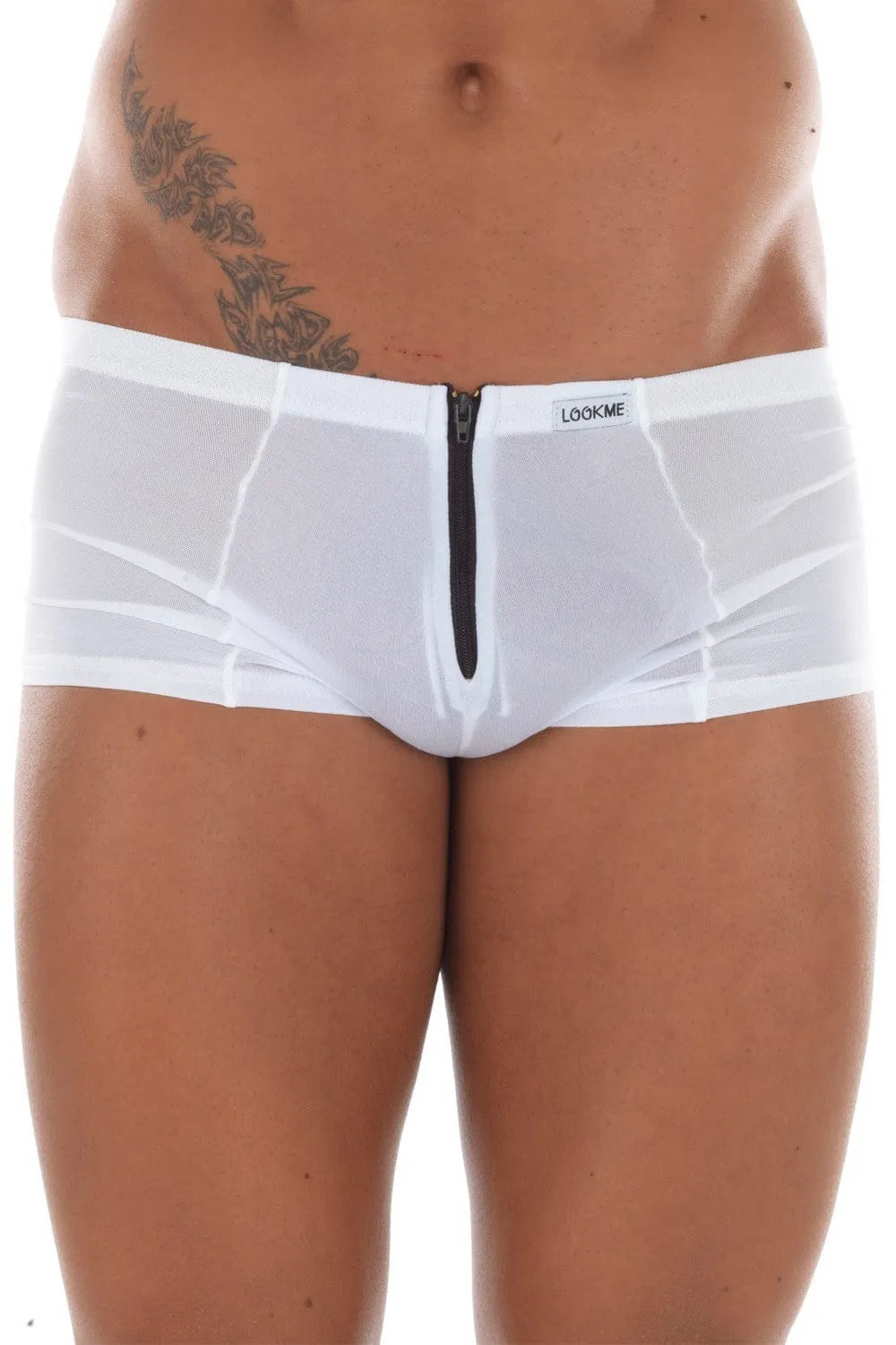 Mini Short Blanc Avec Fermetures Zippées Avant Et Arrière