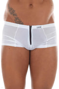 Mini Short Blanc Avec Fermetures Zippées Avant Et Arrière