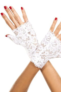 Mitaines Blanches Dentelle Florale Élégante