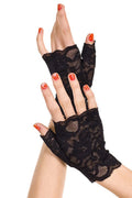 Mitaines Dentelle Florale Noire Élégante