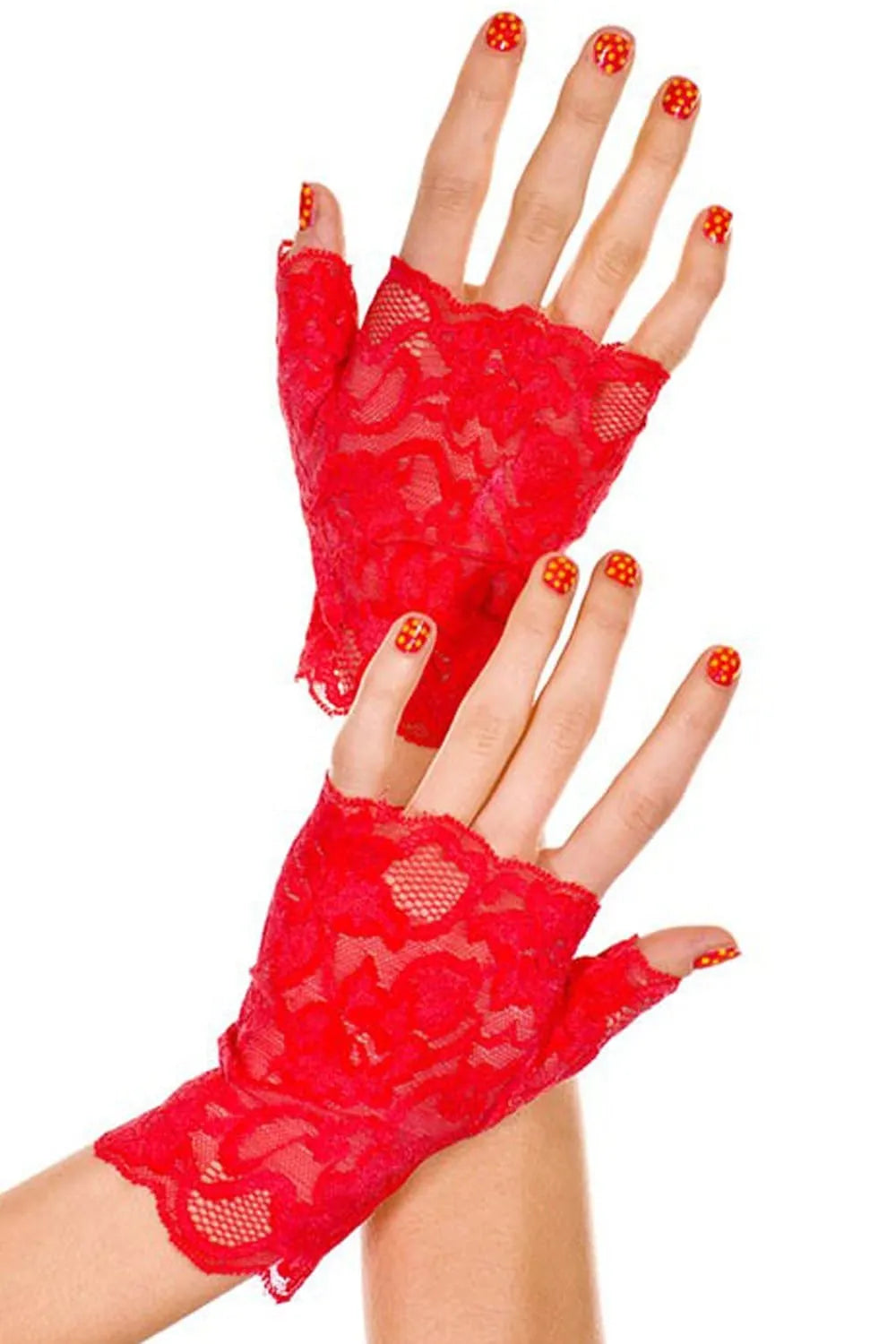 Mitaines Dentelle Florale Rouges Élégantes