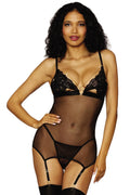 Nuisette Dentelle Noire Séduction Luxe Ajustable