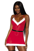 Nuisette Mère Noël Satinée Avec Ceinture