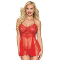 Nuisette Rouge Résille Pois Dentelle Florale