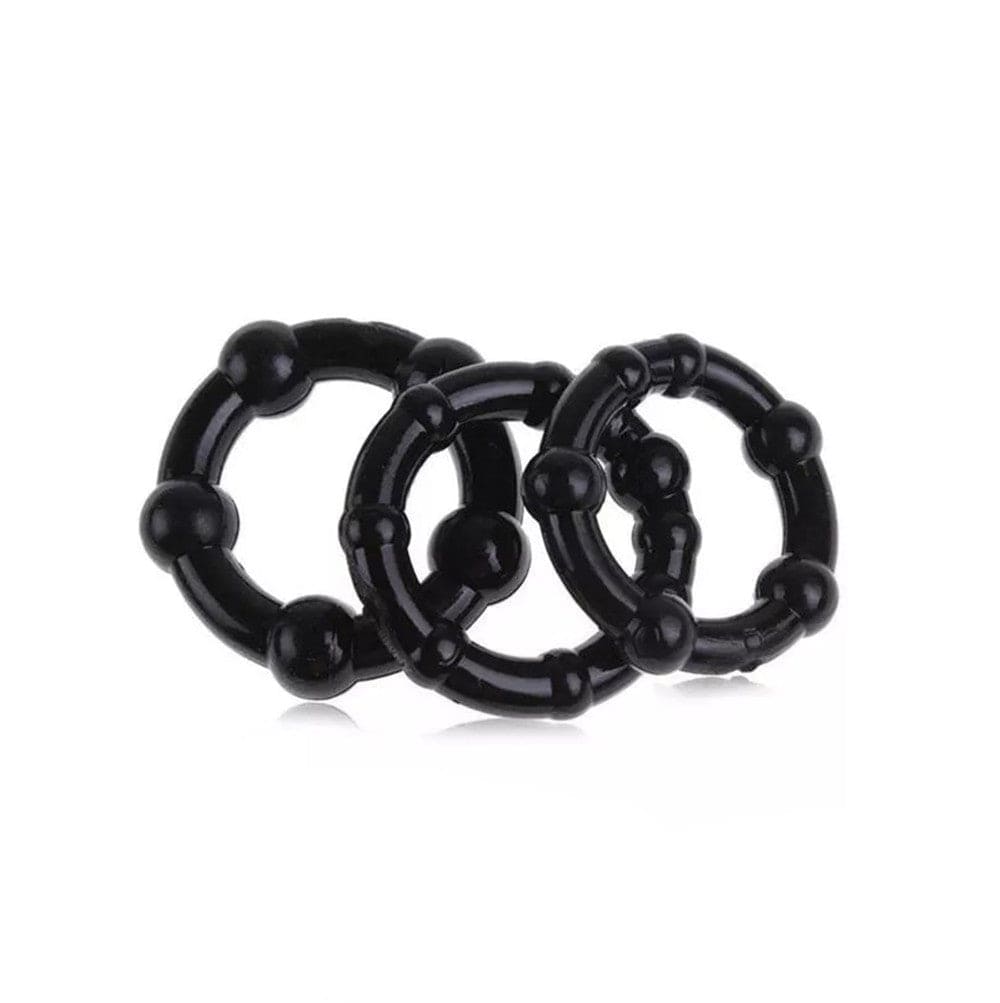 Pack 3 cockring noir avec billes - COR005BLK