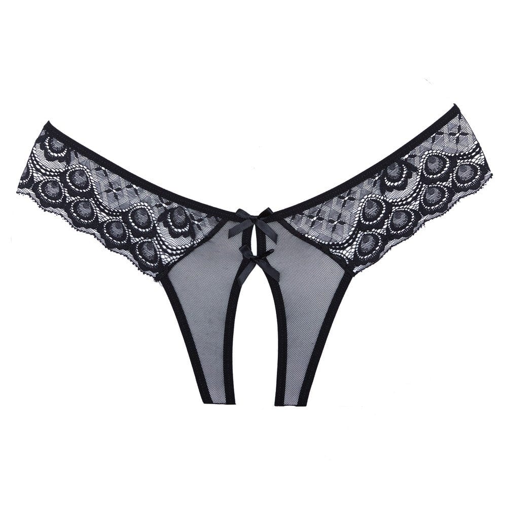 Panty ouvert en dentelle noire - A1109