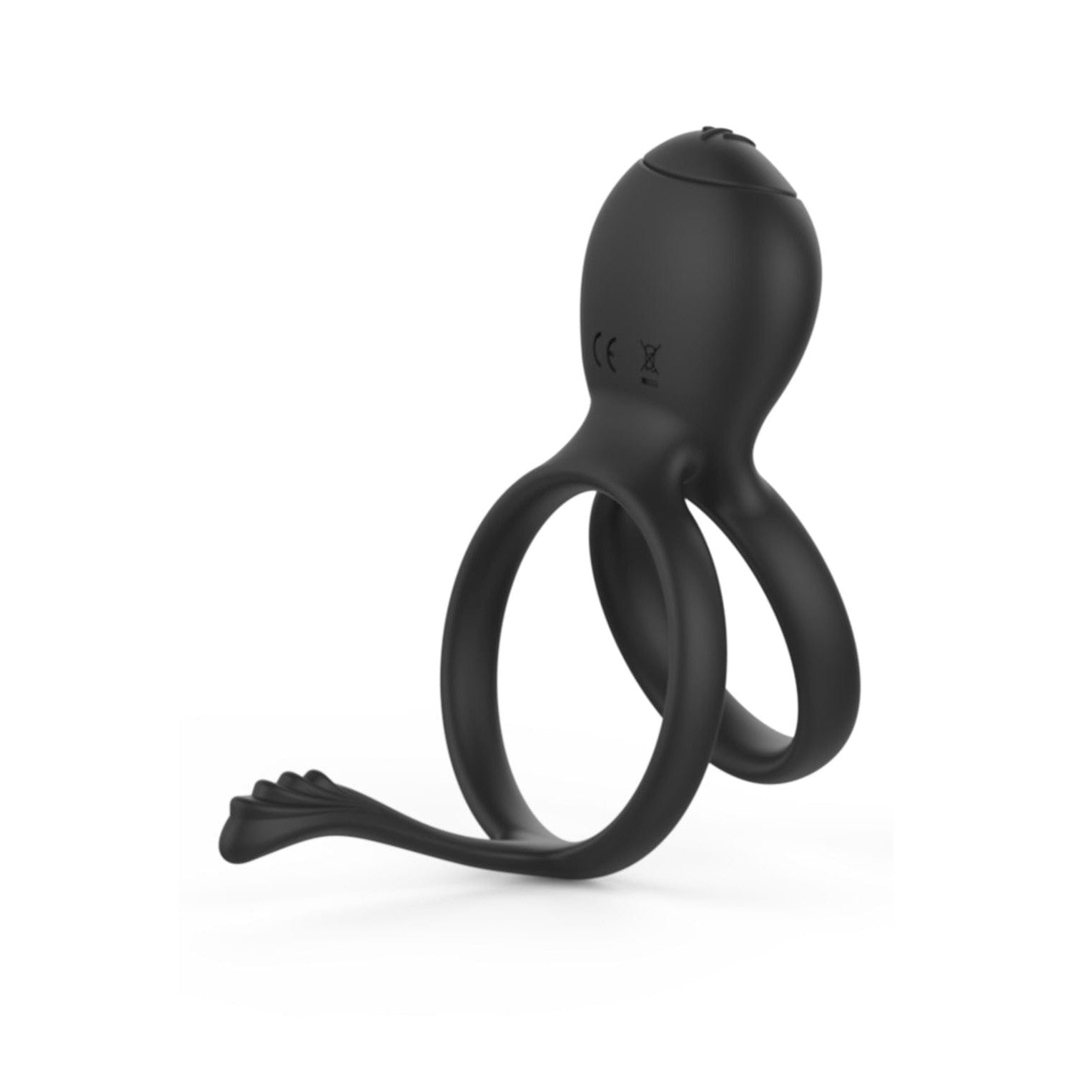 PEPIN, Cockring à double anneaux dans un silicone médical doux avec 1 mode de vibration - COR032BLK