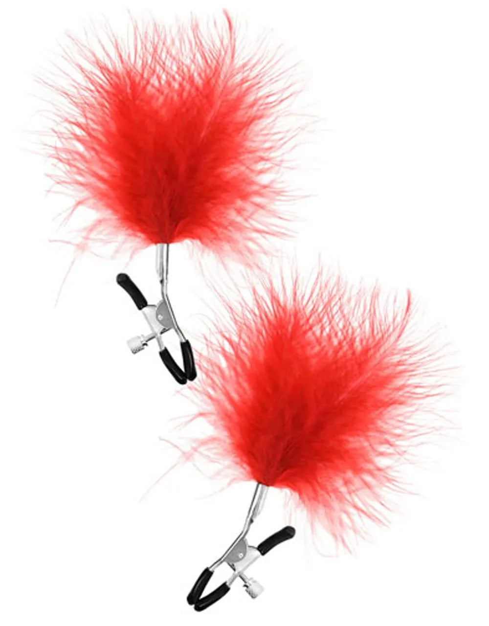 Pinces À Seins Bdsm Avec Plumeau Rouge Ajustable