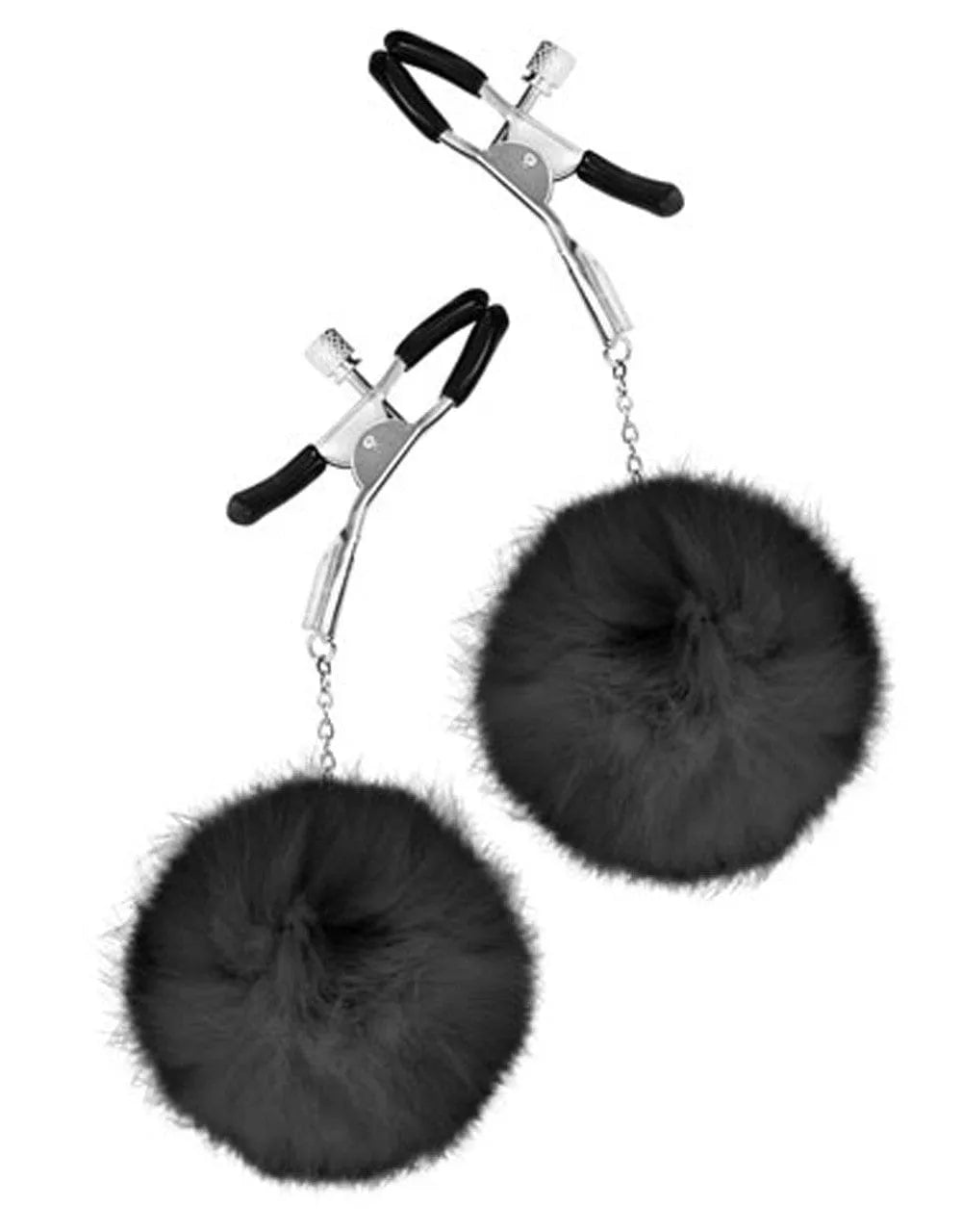 Pinces À Seins Bdsm Pression Réglable Pompons Noirs