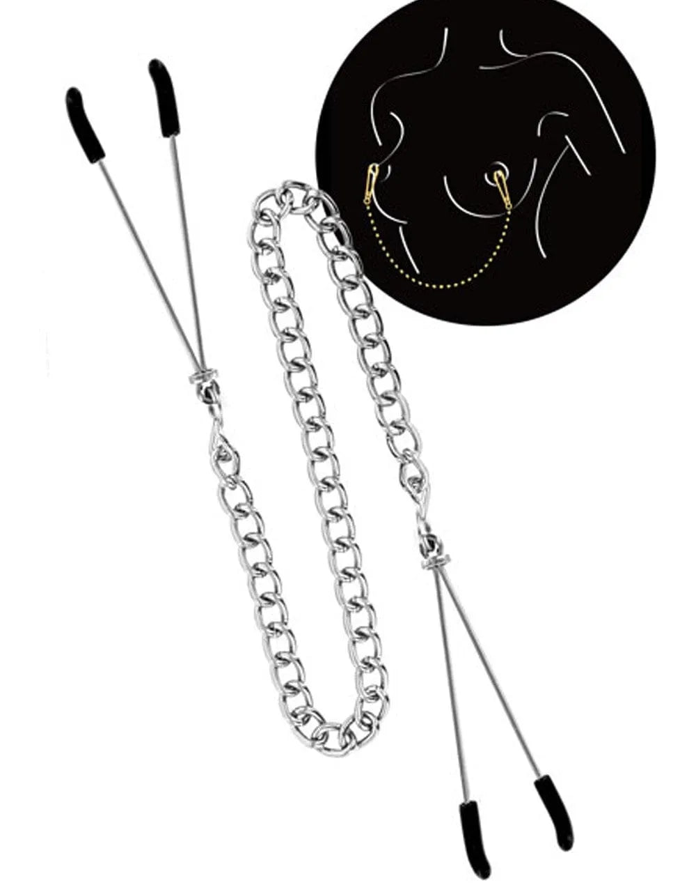Pinces À Seins Bdsm Réglables Chaîne Argentée