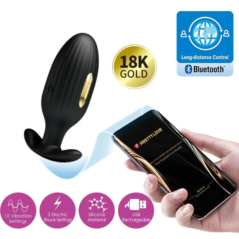 Plug Anal E-Stim Noir Rechargeable Avec Contrôle Mobile