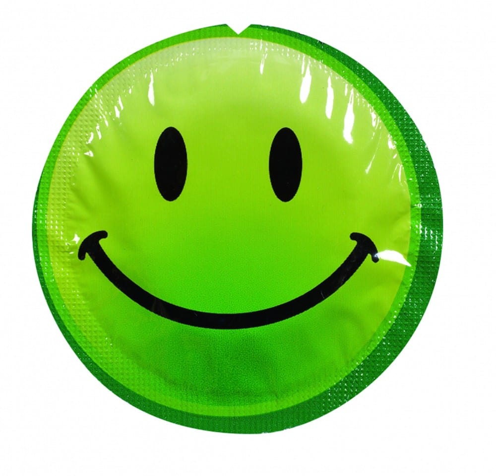 Préservatif lubrifié en latex smiley x 1 couleur aléatoire 54mm - 100EXSS