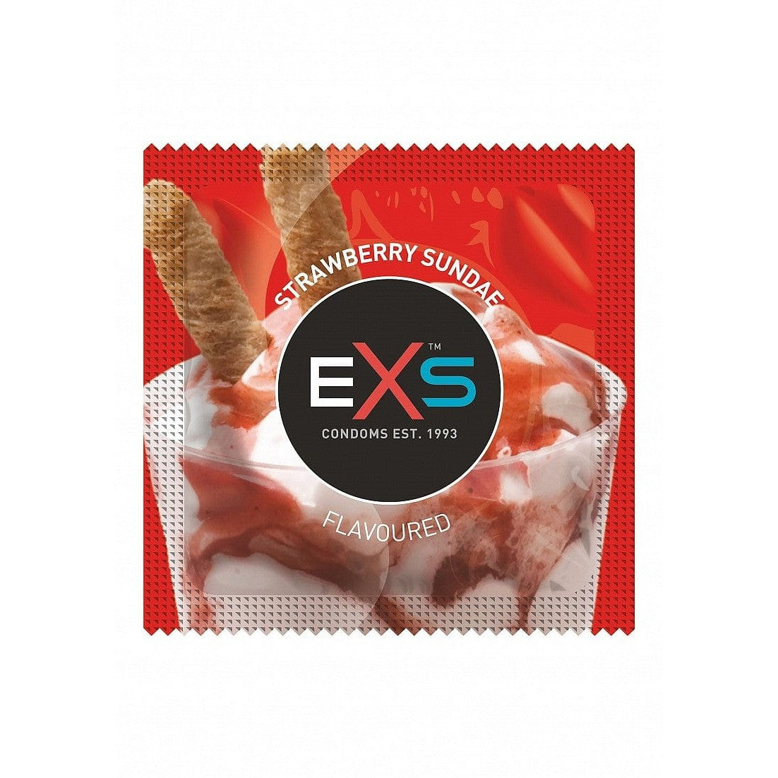 Préservatifs x2 lubrifiés en latex goût sunday fraise 54mm - EXS400FRAISE