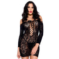 Robe Courte Noire Sexy Dentelle Florale