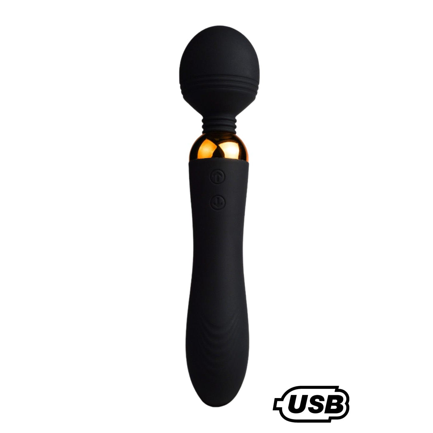 SHAKE Noir, Vibromasseur Wand USB en silicone médical avec 2 puissants moteurs indépendants - BQ107BLK