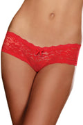 Shorty Dentelle Florale Rouge Taille Basse
