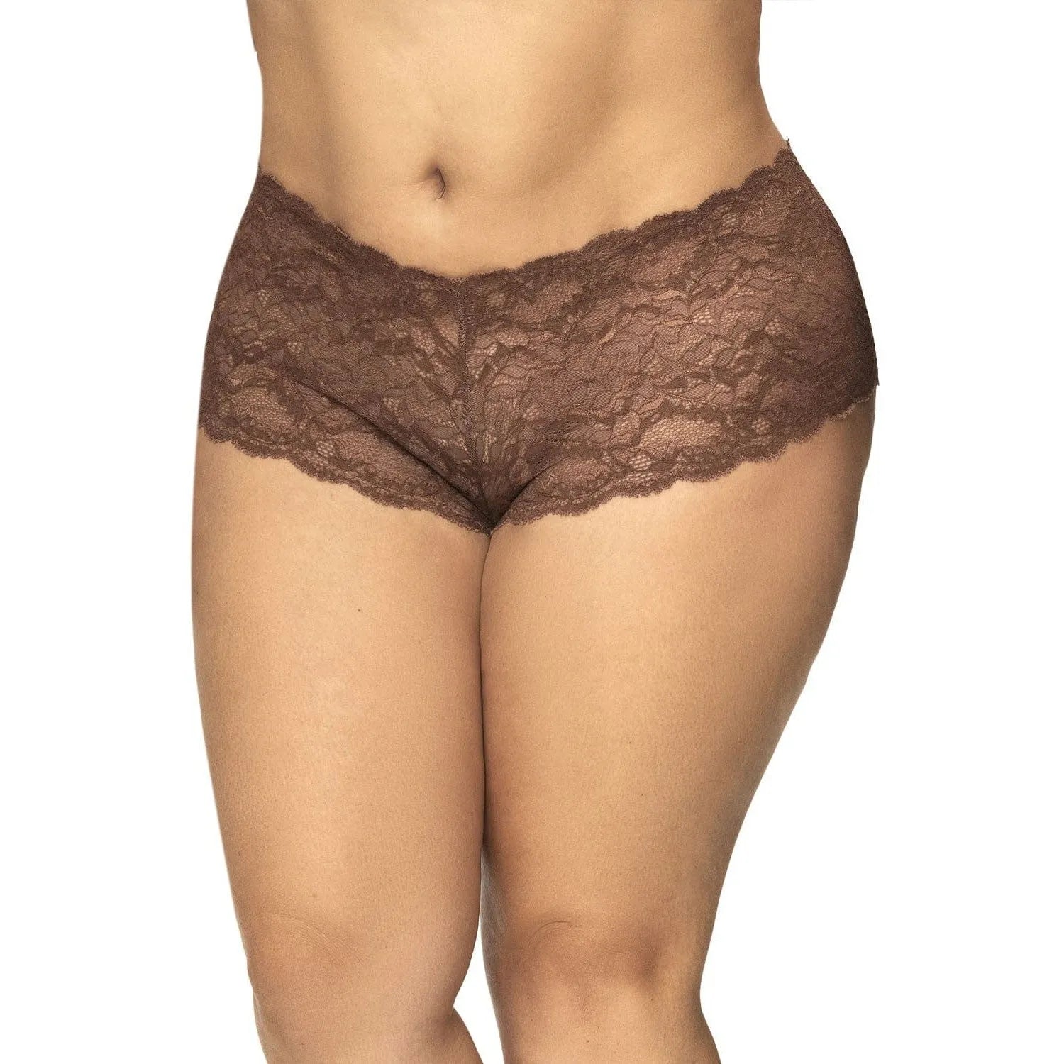 Shorty Grande Taille Dentelle Cacao Douce