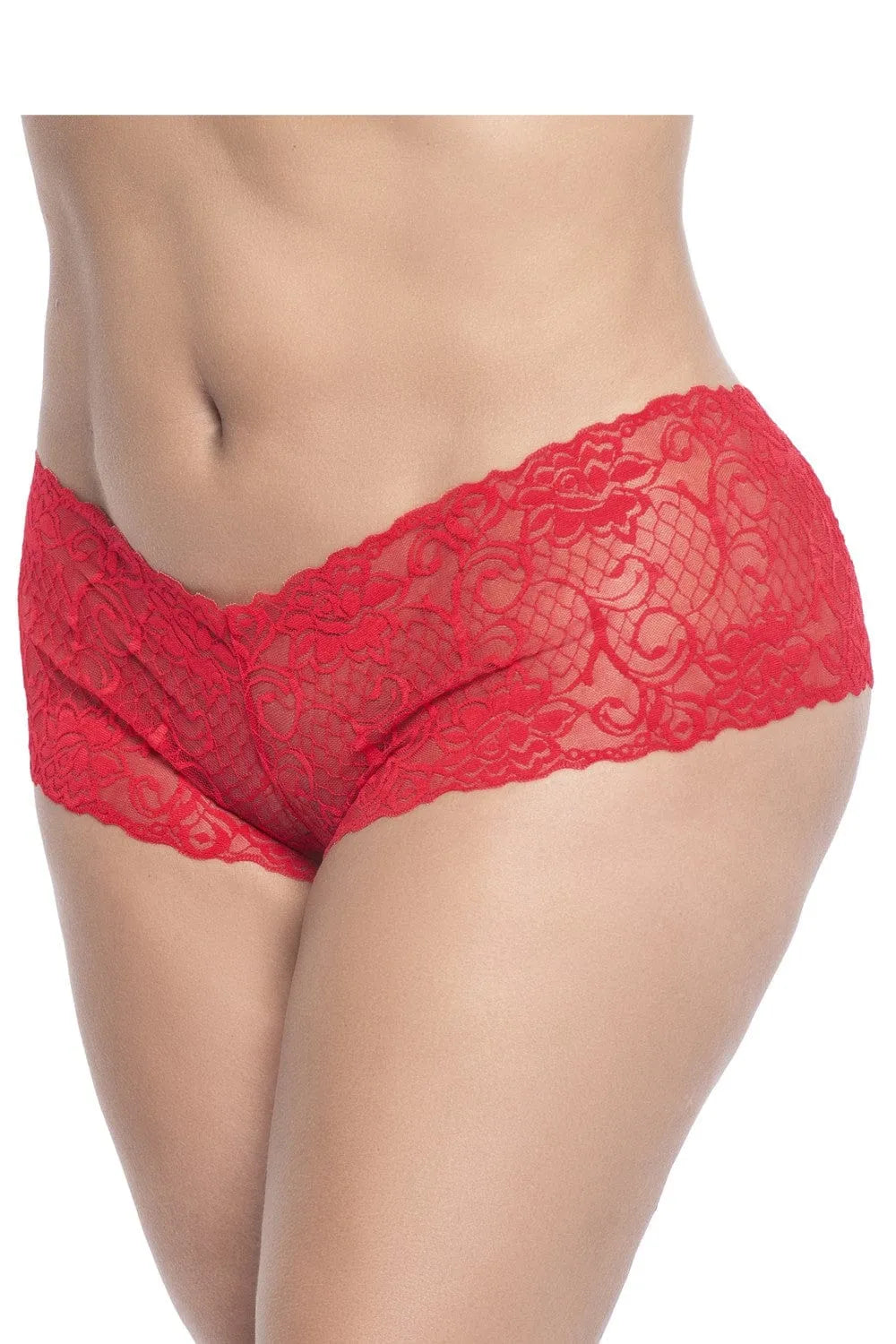 Shorty Grande Taille Dentelle Rouge Ultra Doux