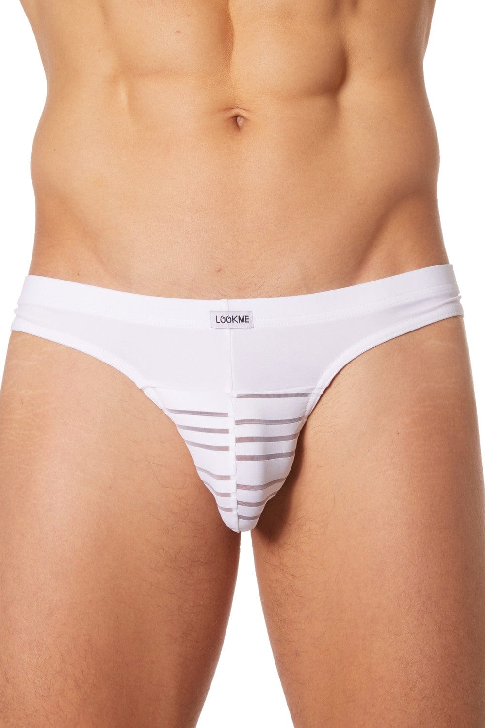 Slip brief blanc rayé opaque et transparent - LM906-61WHT