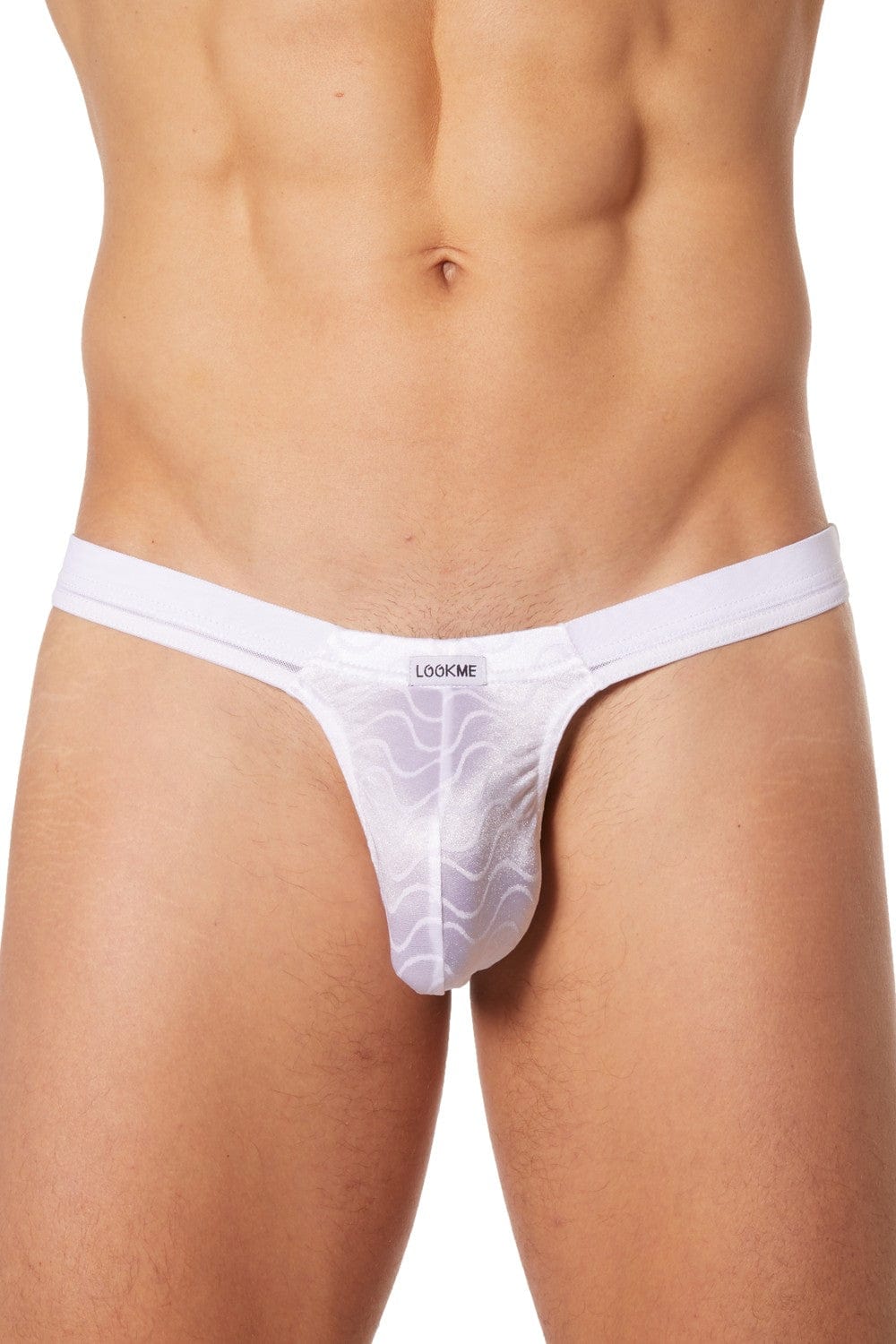 Slip brief blanc vagues satinées et fine maille - LM904-61WHT