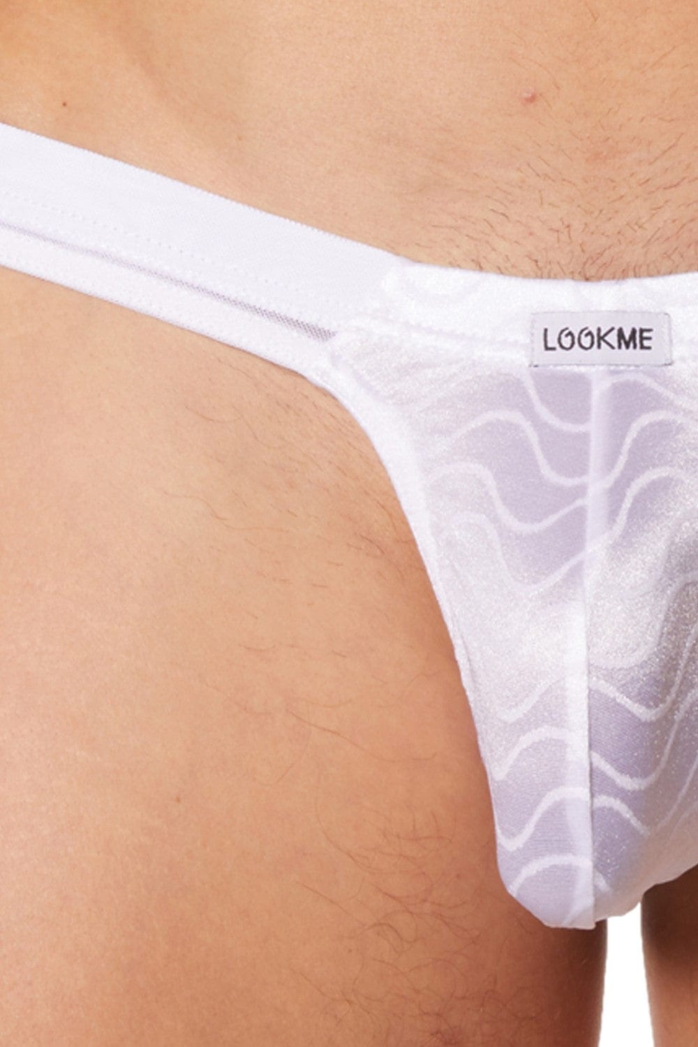 Slip brief blanc vagues satinées et fine maille - LM904-61WHT