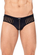 Slip Noir Résille Effet String Confortable