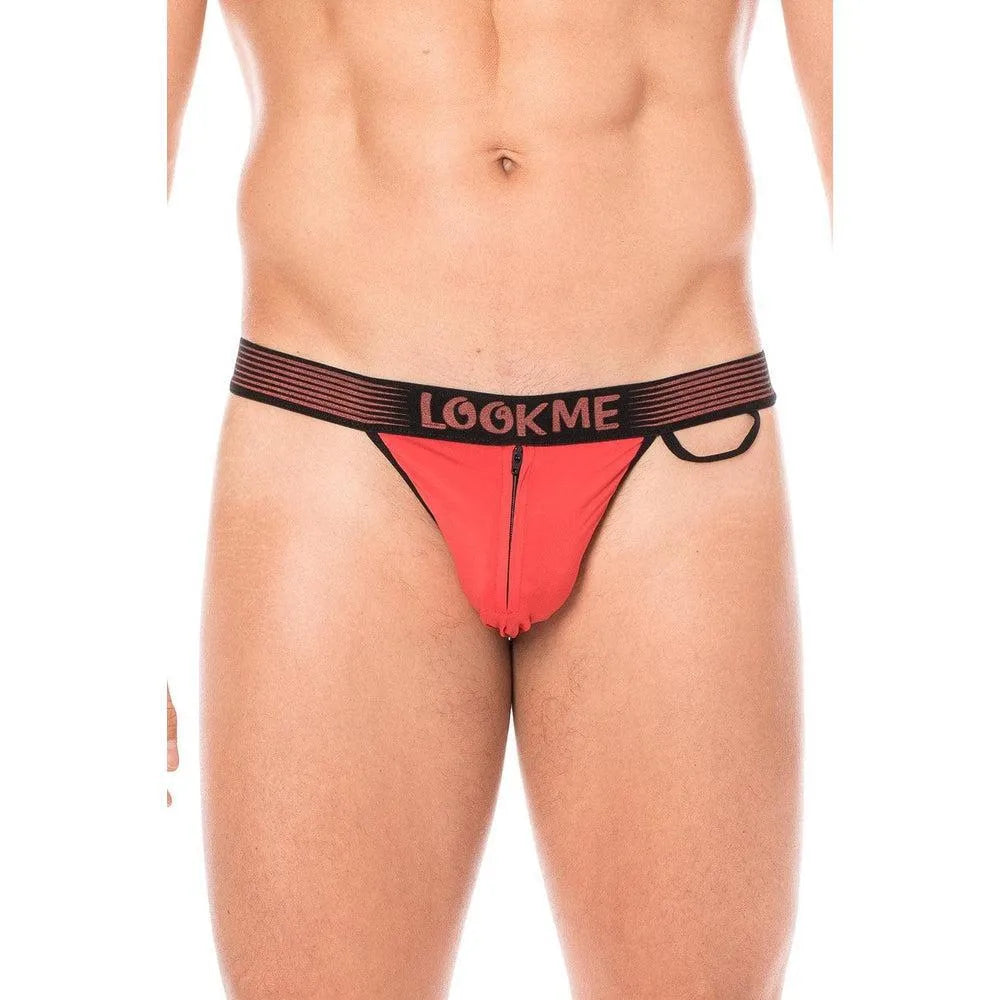 Slip Rouge Échancré Confortable Avec Fermeture Éclair