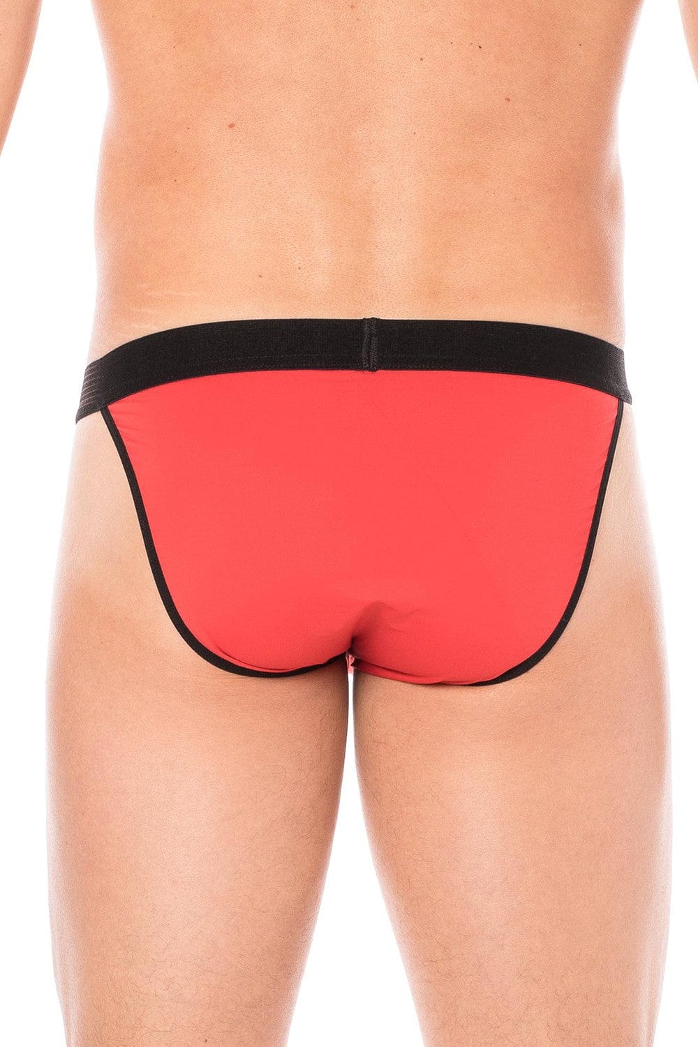 Slip rouge échancré avec zip - LM2003-61RED