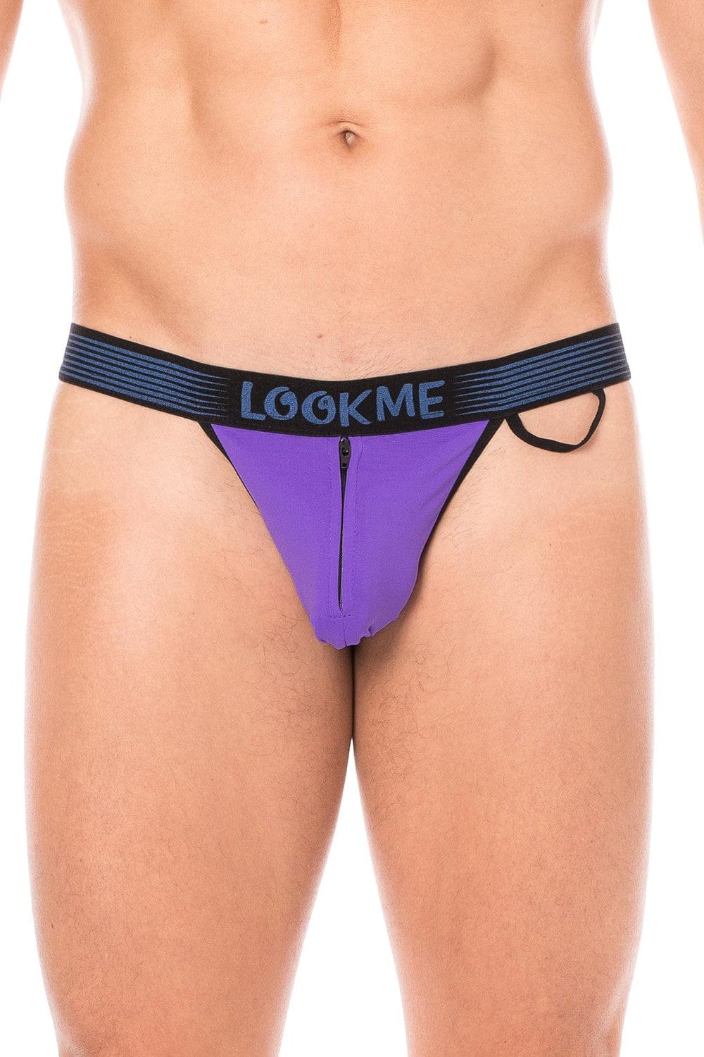 Slip violet échancré avec zip - LM2003-61PUR