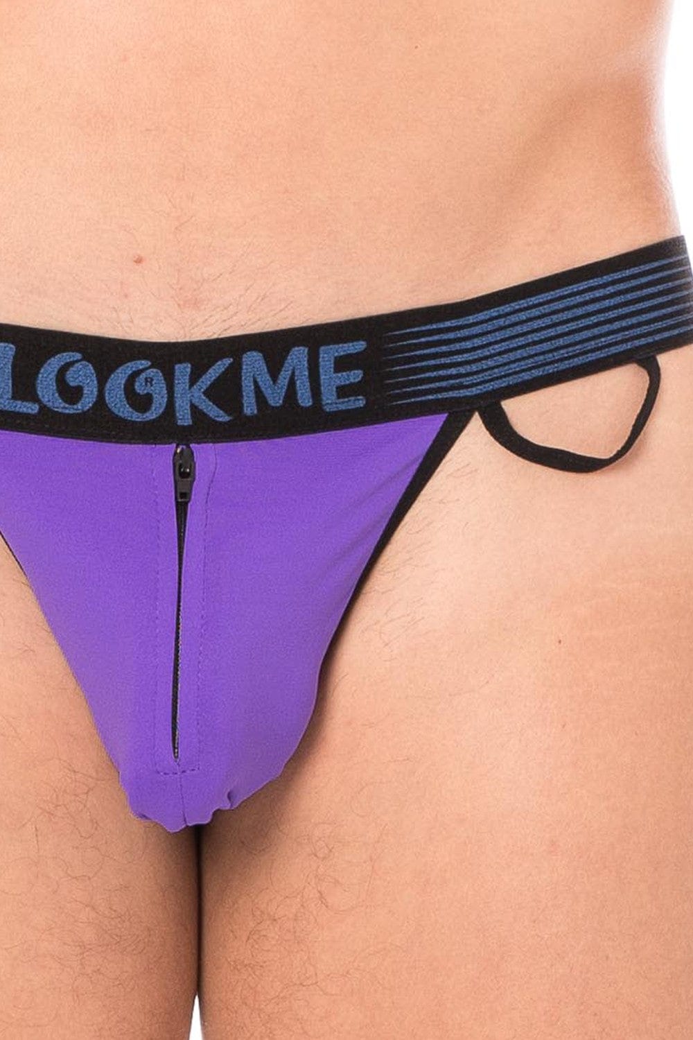 Slip violet échancré avec zip - LM2003-61PUR