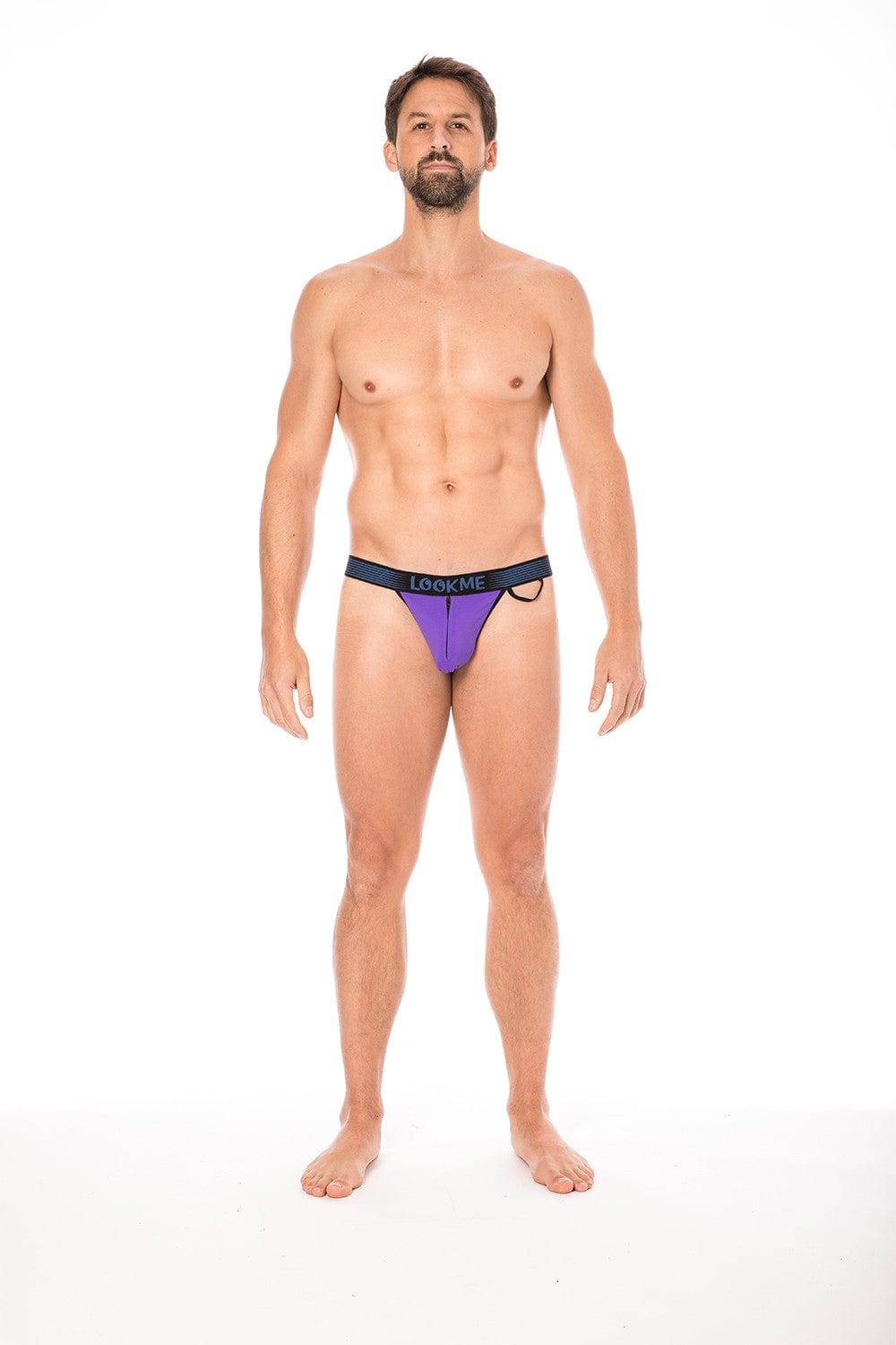 Slip violet échancré avec zip - LM2003-61PUR