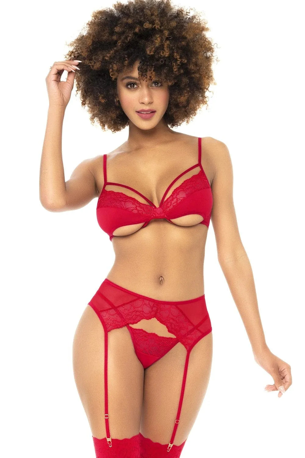 Sous-Vêtements Rouges Trois Pièces Ajustables