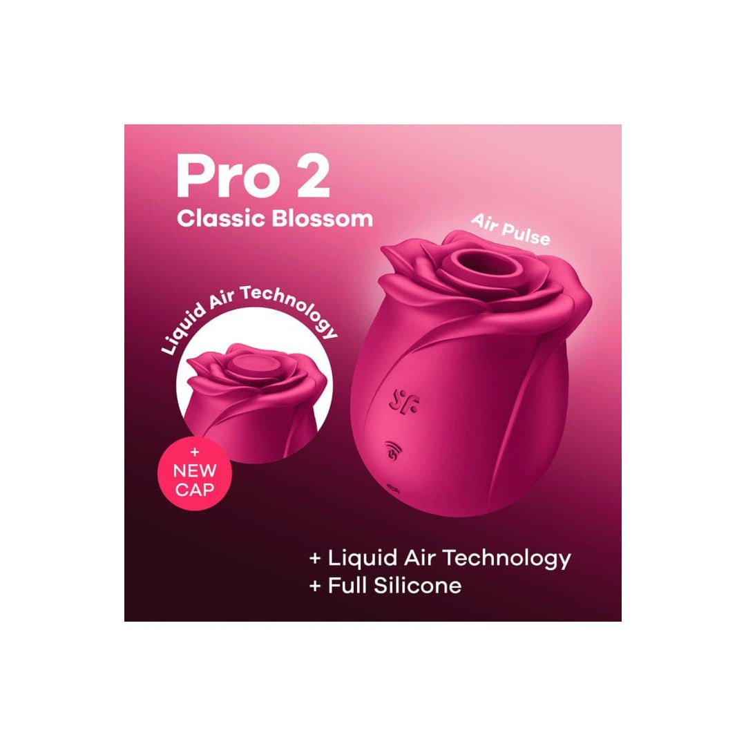 Stimulateur de clitoris rose par ondes de pression ou sans contact Pro 2 Classic Blossom Satisfyer - CC597840