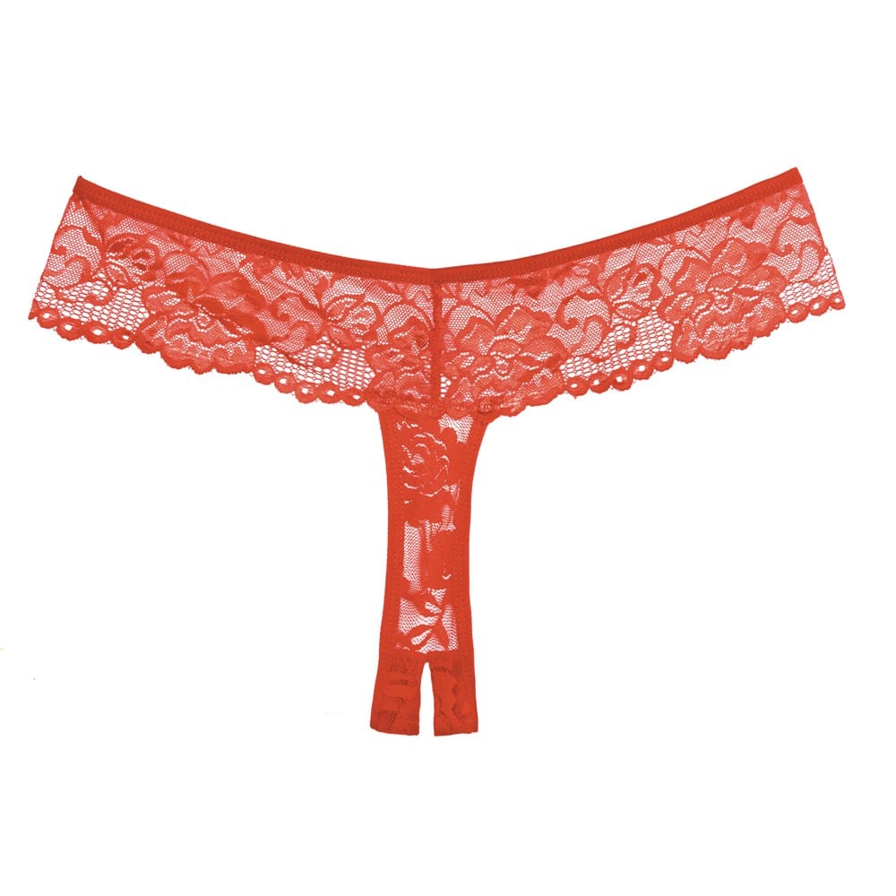 String en dentelle florale rouge ouvert - A1072R