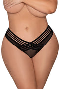 String Grande Taille Résille Noire Croisée