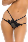 String Noir Sexy Ouvert Résille Élégant