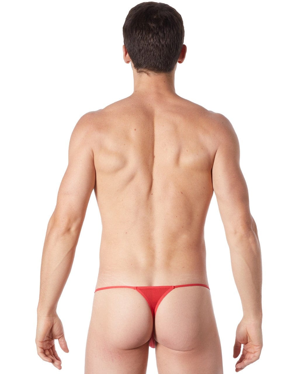 String rouge sexy avec fermeture éclair et cà´tés style cuir - LM813-57RED