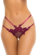 String Sexy Résille Bordeaux Ouvert Entrejambe
