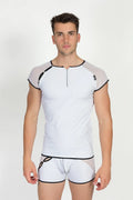 T-Shirt Bi-Matière Mode Avec Fausse Fermeture