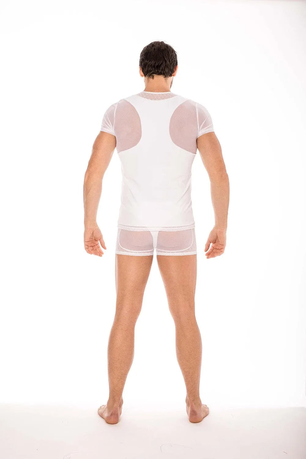 T-Shirt Blanc Résille Dentelle Pour Homme