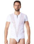 T-Shirt Blanc Sexy Avec Résille Et Zip