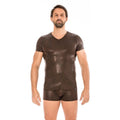 T-Shirt Marron Simili Cuir Masculin
