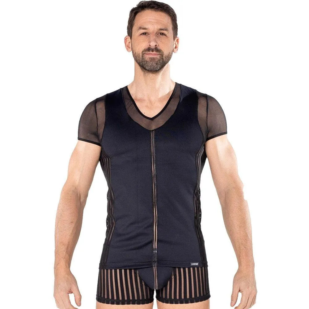 T-Shirt Noir Biker Résille Transparente Confortable