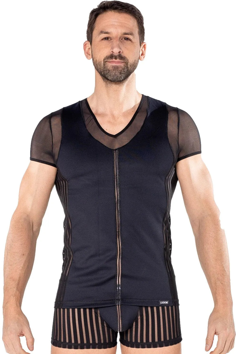 T-Shirt Noir Biker Résille Transparente Confortable
