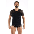 T-Shirt Noir En Résille Brodée Pour Hommes Lookme